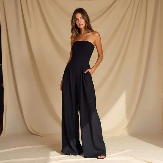 2026 Collection: Casual Backless, Slim-Fit, Shirred-Waist Jumpsuit—An Elegant and Chic Style