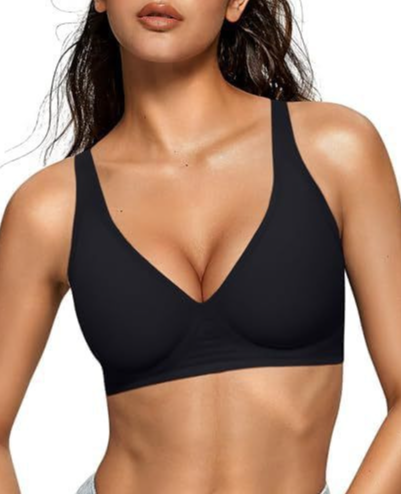 As Fairy 2026 Deep V Wireless Push Up Bras for Women Soft Support Bra with Lift Comfortable T-Shirt Bra for Daily Wear