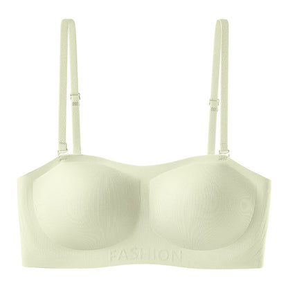 Womens Strapless Bras Push Up Bandeau Bra Non Slip Wireless Supportive Padded Bras Seamless Comfortable Tube Jelly Bras