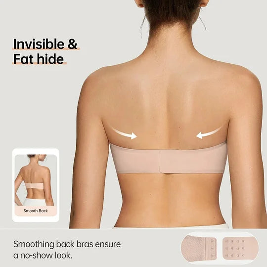 Womens Strapless Bras Push Up Bandeau Bra Non Slip Wireless Supportive Padded Bras Seamless Comfortable Tube Jelly Bras