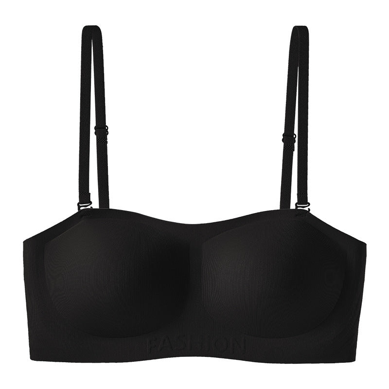Womens Strapless Bras Push Up Bandeau Bra Non Slip Wireless Supportive Padded Bras Seamless Comfortable Tube Jelly Bras