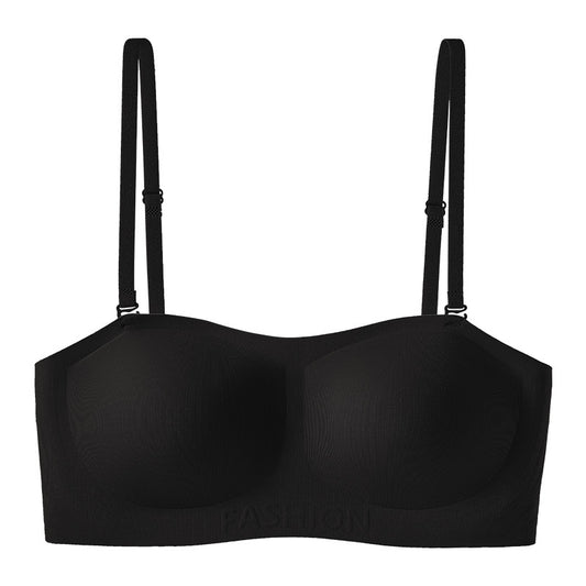 Womens Strapless Bras Push Up Bandeau Bra Non Slip Wireless Supportive Padded Bras Seamless Comfortable Tube Jelly Bras