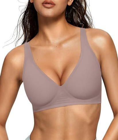 As Fairy 2026 Deep V Wireless Push Up Bras for Women Soft Support Bra with Lift Comfortable T-Shirt Bra for Daily Wear