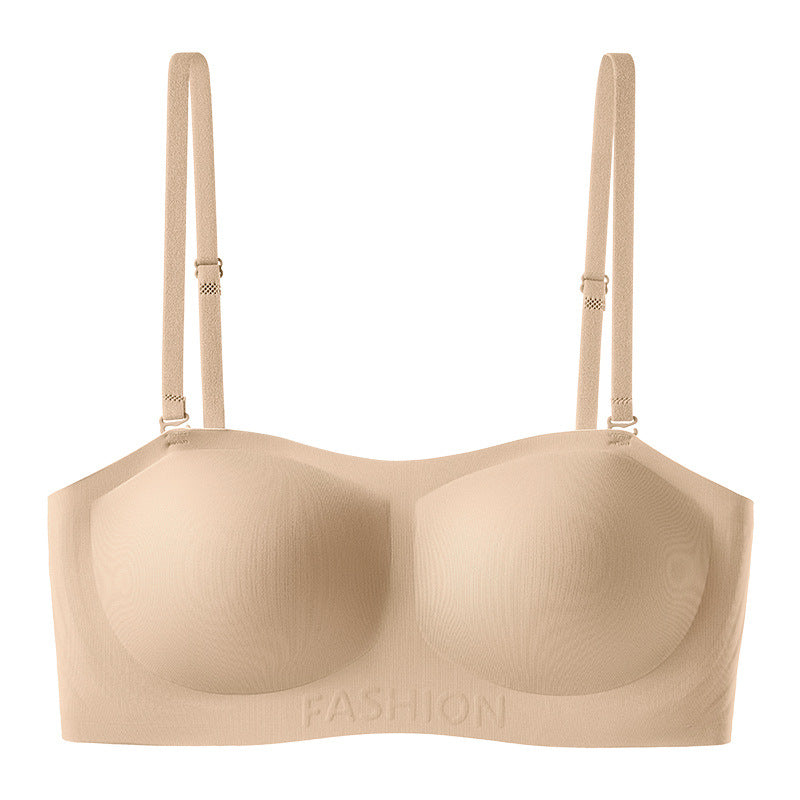 Womens Strapless Bras Push Up Bandeau Bra Non Slip Wireless Supportive Padded Bras Seamless Comfortable Tube Jelly Bras