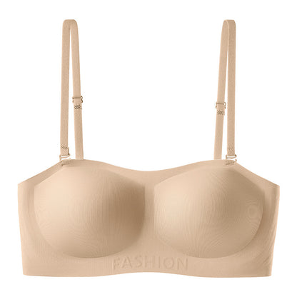 Womens Strapless Bras Push Up Bandeau Bra Non Slip Wireless Supportive Padded Bras Seamless Comfortable Tube Jelly Bras