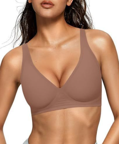 As Fairy 2026 Deep V Wireless Push Up Bras for Women Soft Support Bra with Lift Comfortable T-Shirt Bra for Daily Wear