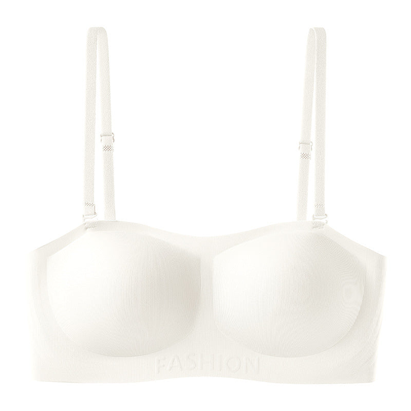 Womens Strapless Bras Push Up Bandeau Bra Non Slip Wireless Supportive Padded Bras Seamless Comfortable Tube Jelly Bras