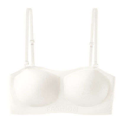 Womens Strapless Bras Push Up Bandeau Bra Non Slip Wireless Supportive Padded Bras Seamless Comfortable Tube Jelly Bras